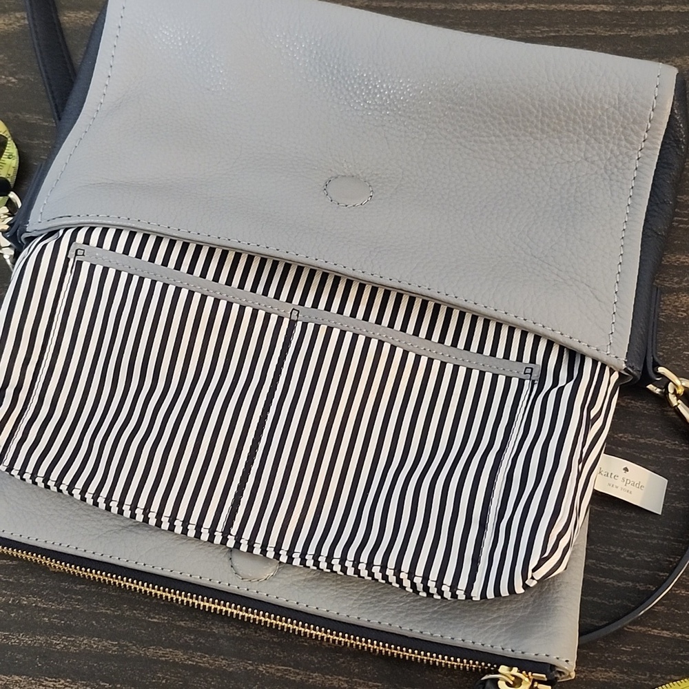 KATE SPADE NEW YORK Color Block Block Gray Tan Classic Crossbody - Picture 6 of 14
